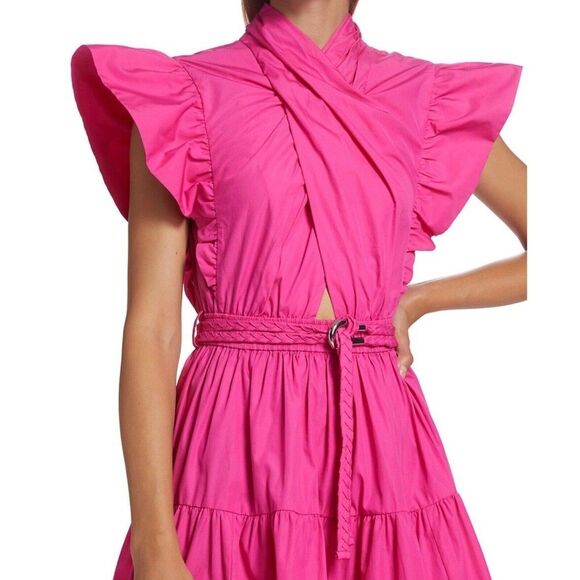 10 Crosby Derek Lam Fuchsia Ruffle Midi Dress - Picture 4 of 16